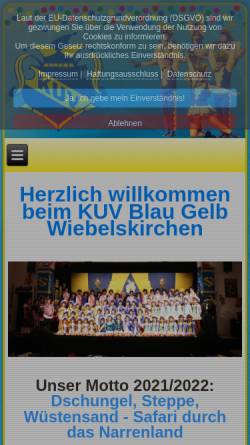 Vorschau der mobilen Webseite www.nka-neunkirchen.de, KUV Karnevals- und Unterhaltungsverein Blau Gelb Wiebelskirchen e.V.