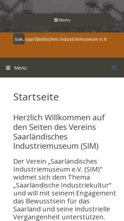 Vorschau der mobilen Webseite www.saarlaendisches-industriemuseum.de, SIM Saarländisches Industriemuseum e.V.