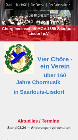 Vorschau der mobilen Webseite www.mgv-1859-lisdorf.de, Chorgemeinschaft MGV 1859 Lisdorf e.V.