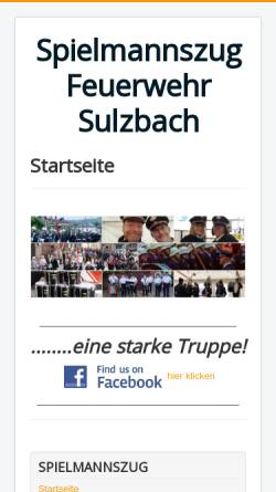 Vorschau der mobilen Webseite www.spielmannszug-sulzbach.de, Spielmannszug der Freiwilligen Feuerwehr