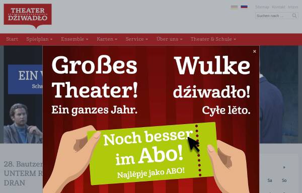 Vorschau von www.theater-bautzen.de, Deutsch-sorbisches Volkstheater