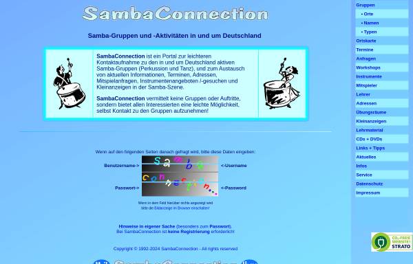 Vorschau von www.sambaconnection.de, Samba Connection