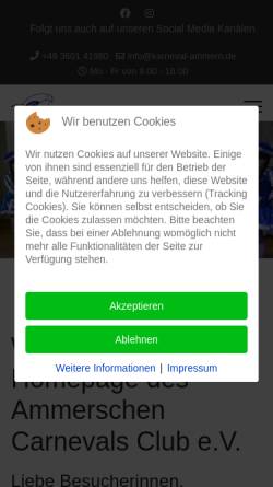 Vorschau der mobilen Webseite www.karneval-ammern.de, Ammerscher Carnevals Club e.V.