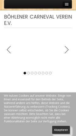 Vorschau der mobilen Webseite bcv-boehlen.de, Böhlener Carneval Verein e.V.