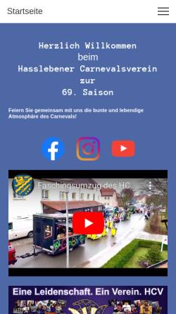 Vorschau der mobilen Webseite www.hcv-hassleben.de, Hasslebener Carnevalsverein 1955 e.V.