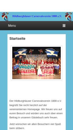 Vorschau der mobilen Webseite www.hcv-1888ev.de, Hildburghäuser Carnevalsverein 1888 e.V.