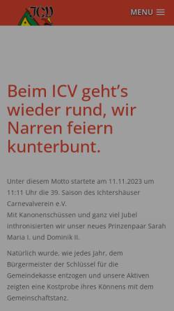 Vorschau der mobilen Webseite www.icv-ichtershausen.de, Ichtershäuser Carneval Verein e.V.