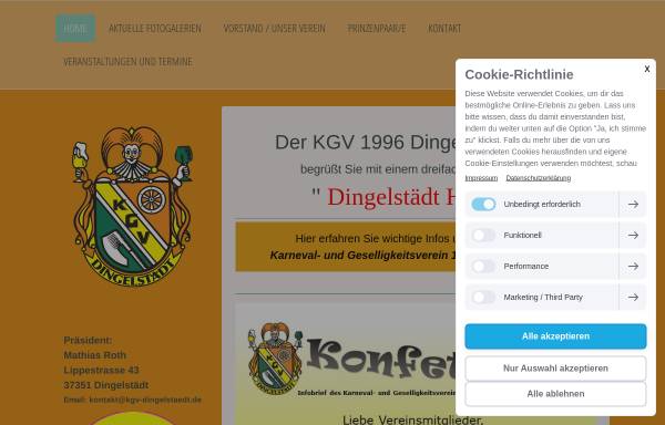 Vorschau von www.kgv-dingelstaedt.de, Karneval- und Geselligkeitsverein 1996 Dingelstädt e.V.