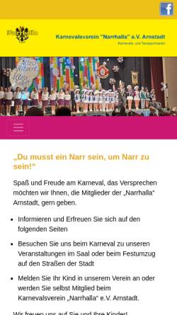 Vorschau der mobilen Webseite www.narrhalla-arnstadt.de, Karnevalsverein 