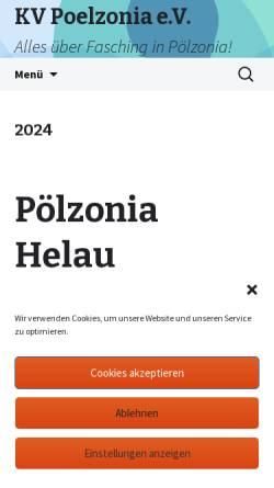 Vorschau der mobilen Webseite www.poelzonia.de, Karnevalverein Pölzonia e.V.