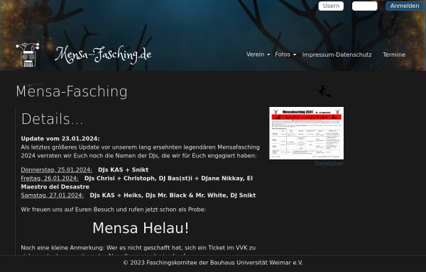 Vorschau von www.mensa-fasching.de, Mensa Faschings Komitee der Bauhausuniversität Weimar e.V.