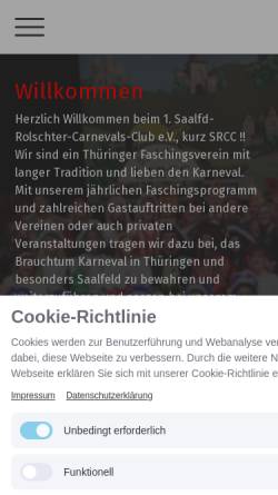 Vorschau der mobilen Webseite www.srcc-ev.de, 1. Saalfd-Rolschter Carnevalsclub e.V.