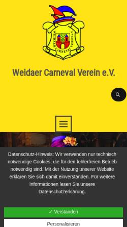 Vorschau der mobilen Webseite www.wcv-weida.de, Weidaer Carneval Verein e.V.