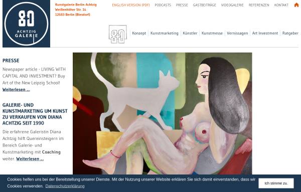 Vorschau von www.dianaachtzig.de, Achtzig - Galerie für zeitgenössische Kunst