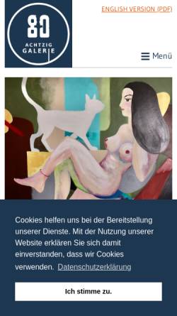 Vorschau der mobilen Webseite www.dianaachtzig.de, Achtzig - Galerie für zeitgenössische Kunst