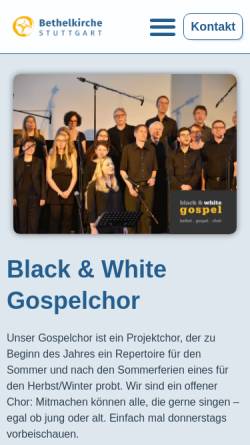 Vorschau der mobilen Webseite www.bethelgospel.de, Bethel Gospel Choir & Band Stuttgart
