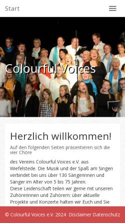 Vorschau der mobilen Webseite www.colourfulvoices.de, Colourful Voices