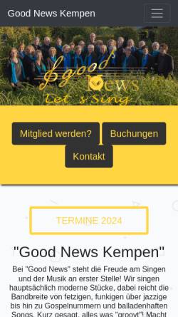 Vorschau der mobilen Webseite www.goodnewskempen.de, Gospelchor Good News aus Kempen/Niederrhein