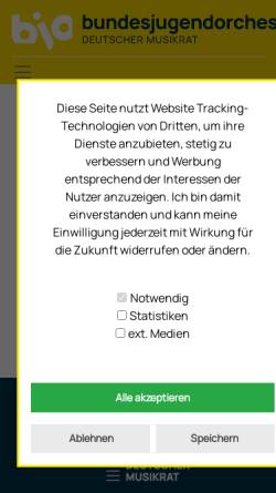 Vorschau der mobilen Webseite www.bundesjugendorchester.de, Bundesjugendorchester (BJO)