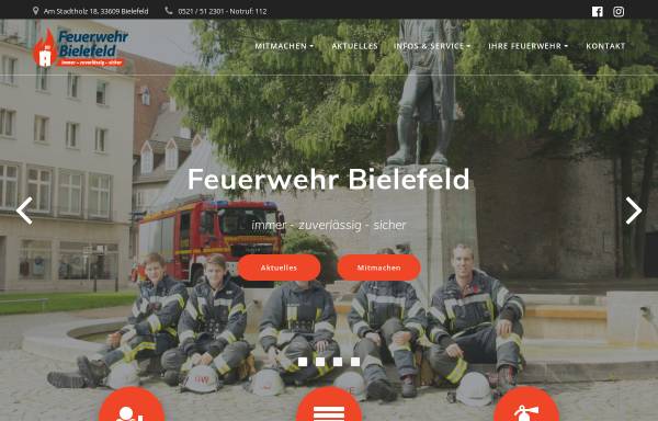 Vorschau von feuerwehr-bielefeld.de, Feuerwehr Bielefeld