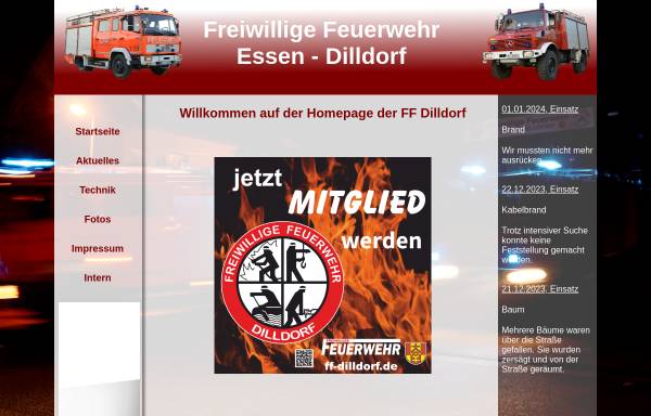 Vorschau von www.ffdilldorf.de, Freiwillige Feuerwehr Essen-Dilldorf