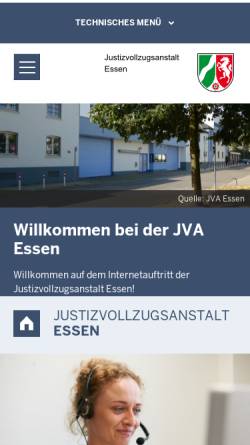 Vorschau der mobilen Webseite www.jva-essen.nrw.de, Justizvollzugsanstalt Essen