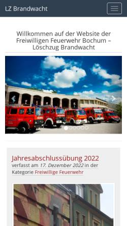 Vorschau der mobilen Webseite www.ff-brandwacht.de, Freiwillige Feuerwehr Bochum, Löschzug Brandwacht