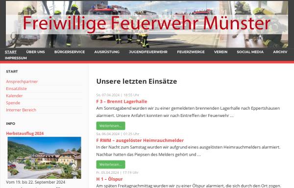 Vorschau von www.feuerwehrmuenster.de, Freiwillige Feuerwehr Münster