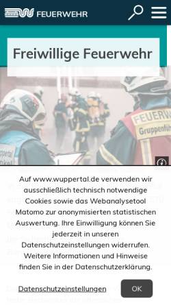 Vorschau der mobilen Webseite www.ff-wuppertal.de, Freiwillige Feuerwehr Wuppertal