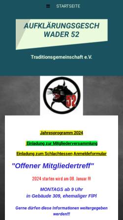 Vorschau der mobilen Webseite www.ag52-tgm.de, Traditionsgemeinschaft Aufklärungsgeschwader 52 e.V. Leck