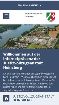 Vorschau der mobilen Webseite www.jva-heinsberg.nrw.de, Justizvollzugsanstalt Heinsberg