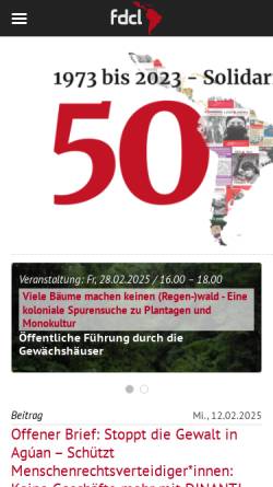 Vorschau der mobilen Webseite www.fdcl-berlin.de, FDCL - Forschungs- und Dokumentationszentrum Chile-Lateinamerika