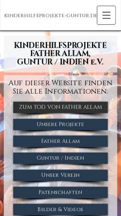 Vorschau der mobilen Webseite www.kinderhilfsprojekte-guntur.de, Father Allam's Kinderhilfsprojekte Guntur