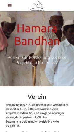 Vorschau der mobilen Webseite www.hamara-bandhan.de, Hamara Bandhan e.V.