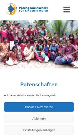 Vorschau der mobilen Webseite www.patengemeinschaft.de, Patengemeinschaft für hungernde Kinder e.V.