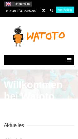 Vorschau der mobilen Webseite www.watoto.de, Watoto e.V.