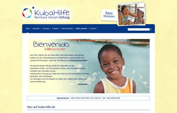 Vorschau von www.kuba-hilfe.de, Kuba-Hilfe der Bernhard Adolph-Stiftung