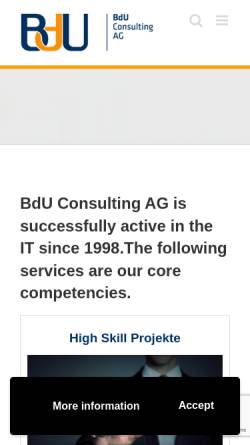 Vorschau der mobilen Webseite www.bdu.ch, BdU Consulting AG, IT-Personal Solutions, Stans