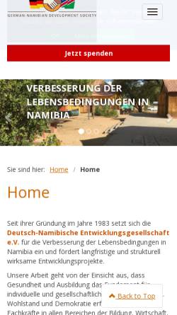 Vorschau der mobilen Webseite www.dneg.de, Deutsch-Namibische Entwicklungsgesellschaft e.V.