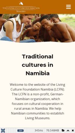 Vorschau der mobilen Webseite www.lcfn.info, The Living Culture Foundation Namibia