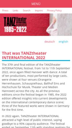 Vorschau der mobilen Webseite www.tanztheater-international.de, Tanztheater International