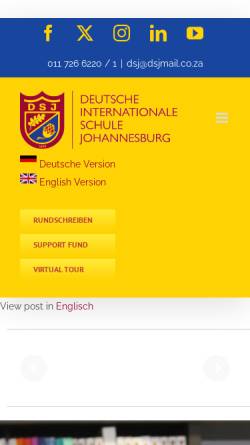 Vorschau der mobilen Webseite www.dsj.co.za, Deutsche Internationale Schule Johannesburg
