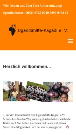 Vorschau der mobilen Webseite www.ugandahilfe-kagadi.de, Ugandahilfe Kagadi e.V.