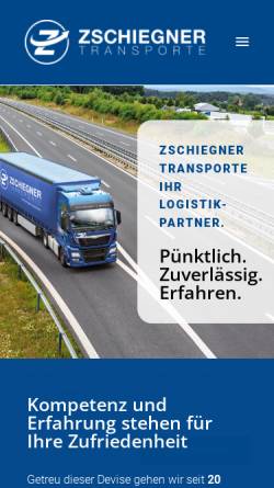 Vorschau der mobilen Webseite www.zschiegner-transporte.de, Zschiegner Transporte, Inhaber Falko Zschiegner