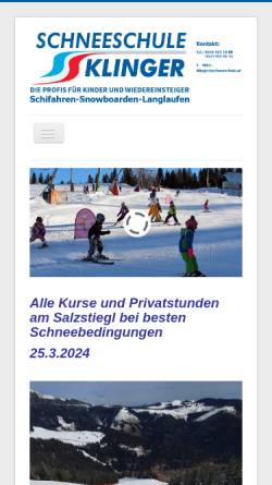 Vorschau der mobilen Webseite www.schneeschule.at, Erlebnis Schneeschule Klinger