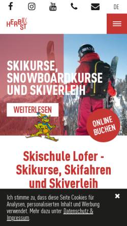 Vorschau der mobilen Webseite www.skischule-lofer.at, Skischule Lofer