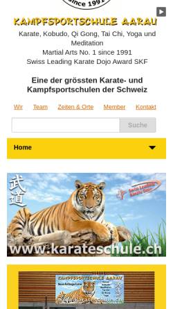 Vorschau der mobilen Webseite www.karateschule.ch, Kampfsportschule Aarau
