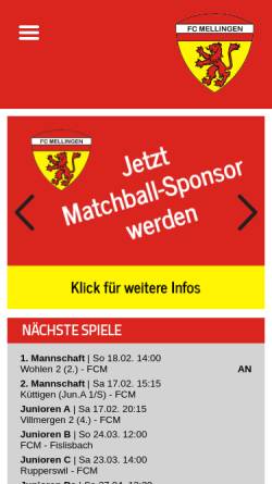Vorschau der mobilen Webseite www.fcmellingen.ch, FC Mellingen
