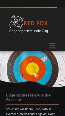 Vorschau der mobilen Webseite www.redfoxzug.ch, Bogensportfreunde Red Fox Zug