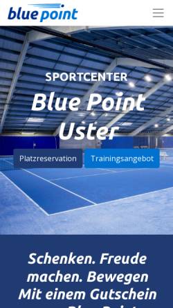 Vorschau der mobilen Webseite www.blueshuttle.ch, Sportcenter Blue Point